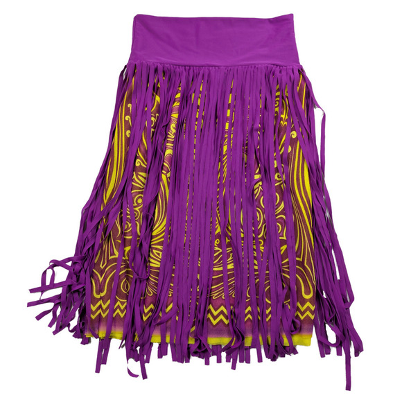 Vintage Jean Paul Gaultier Fuzzi Soleil Festival Skirt Yellow with Purple Fringe - Picture 1 of 7